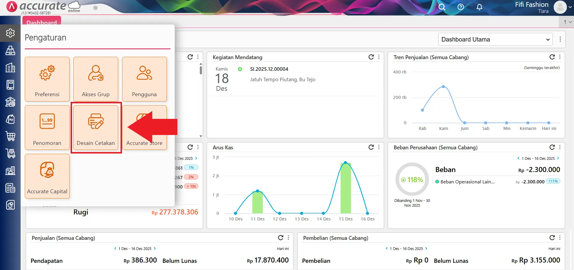 menampilkan status lunas di faktur penjualan