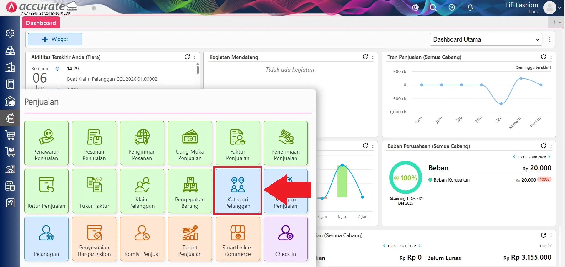 Fitur kategori pelanggan