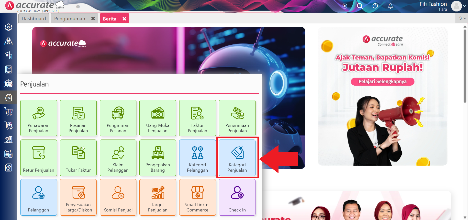 Fitur kategori penjualan
