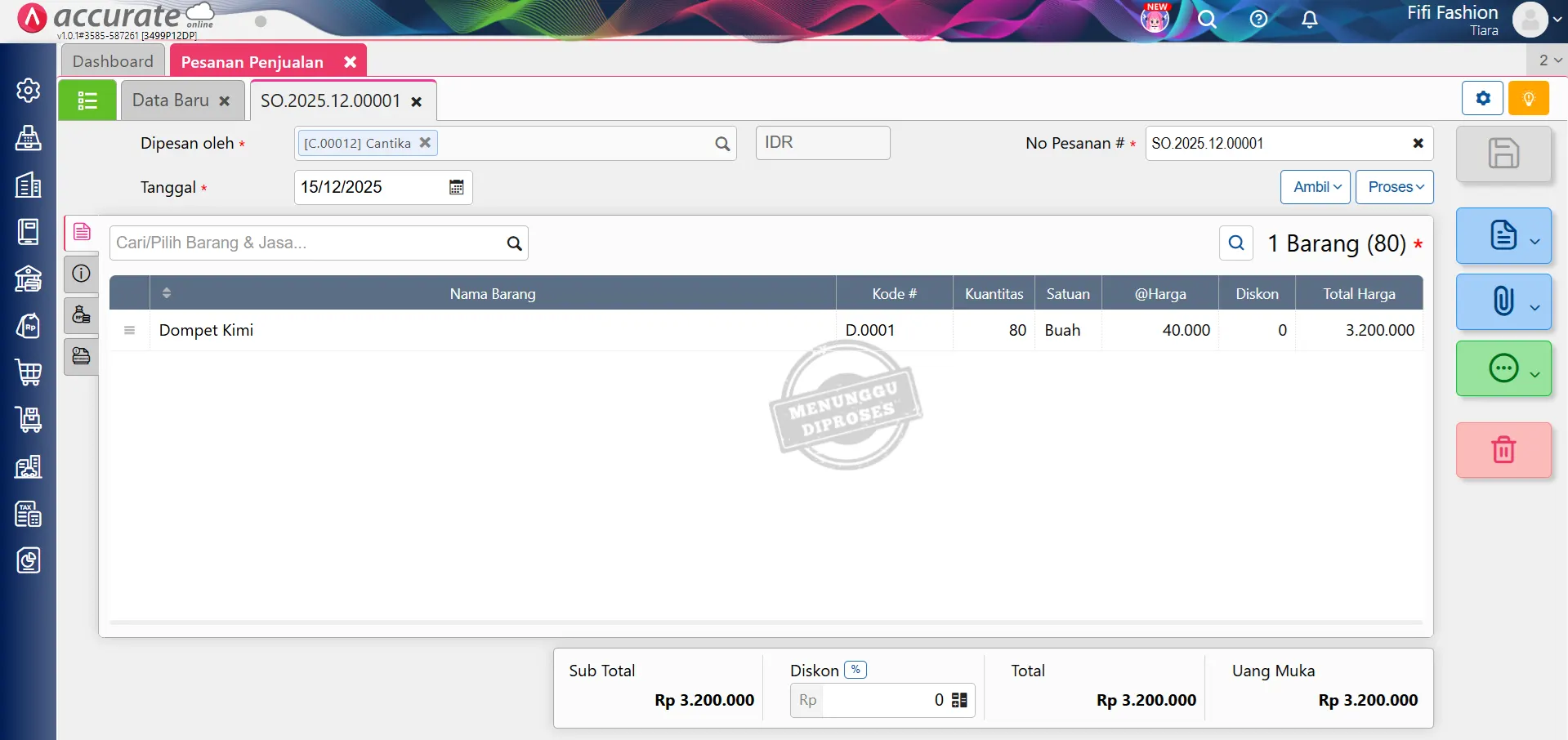 buat pesanan pembelian dari SO