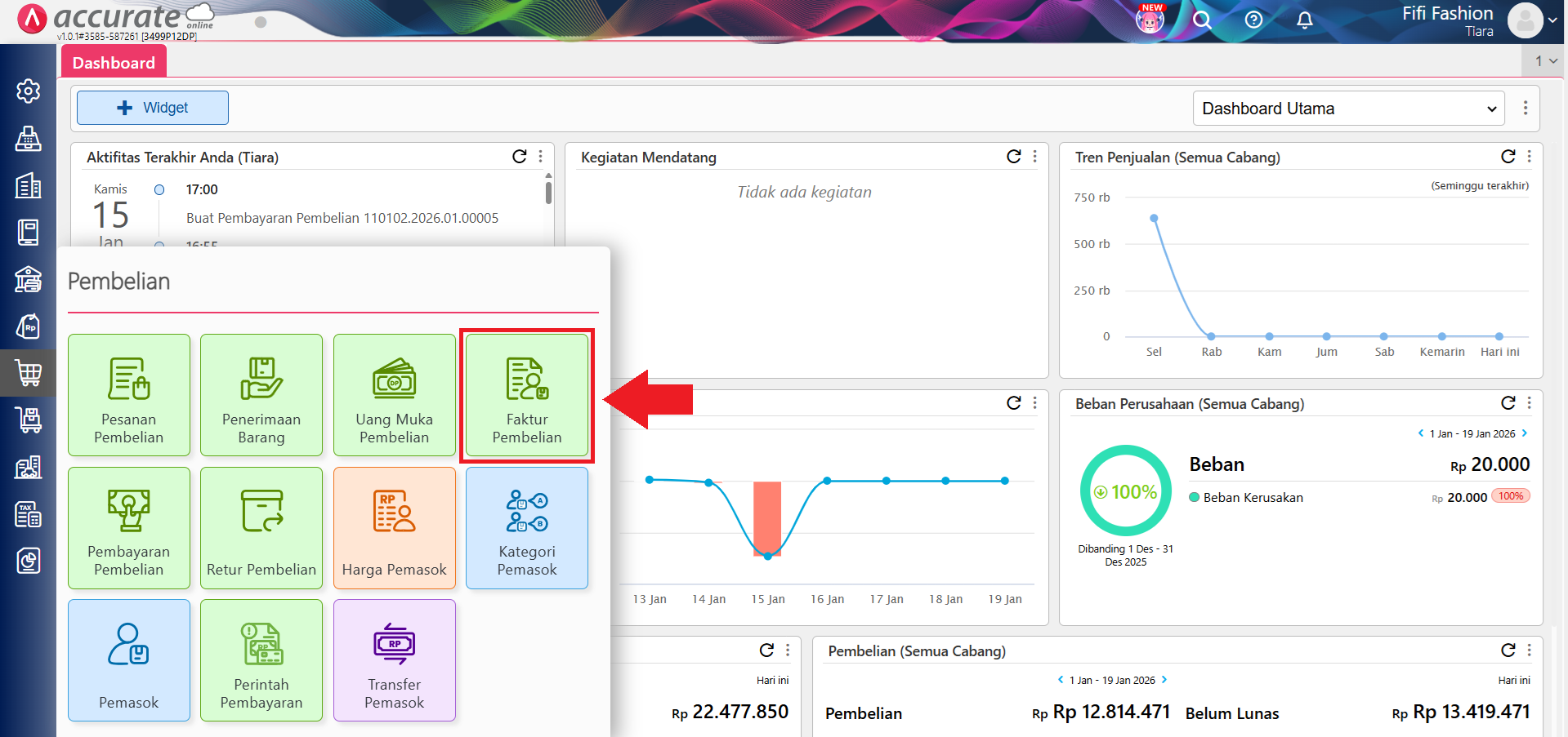 memotong faktur pembelian dengan uang muka