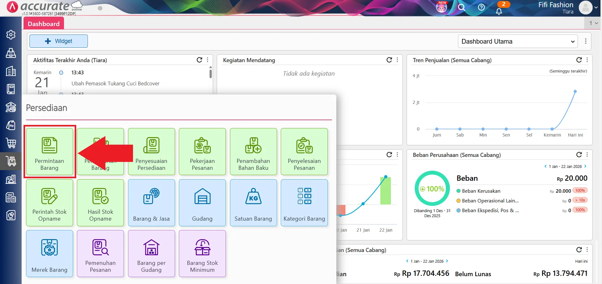 Mencatat permintaan kirim barang