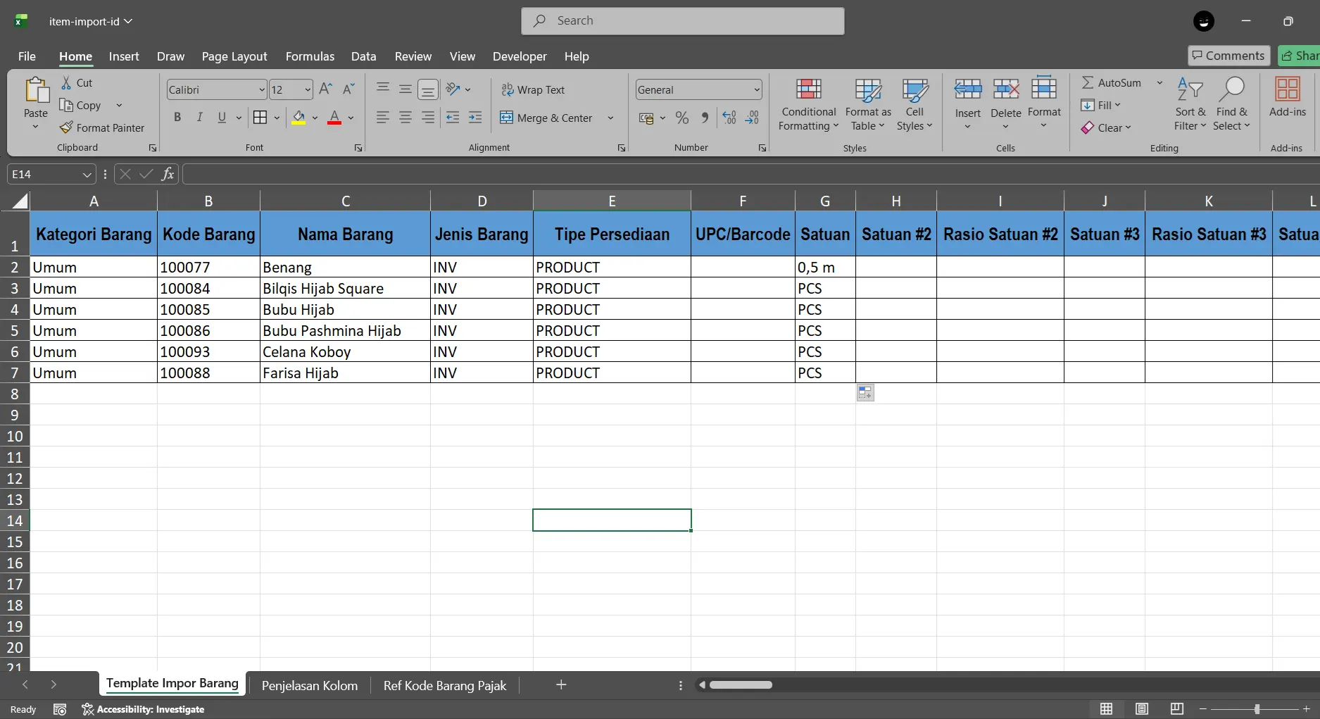 import barang saldo awal per gudang