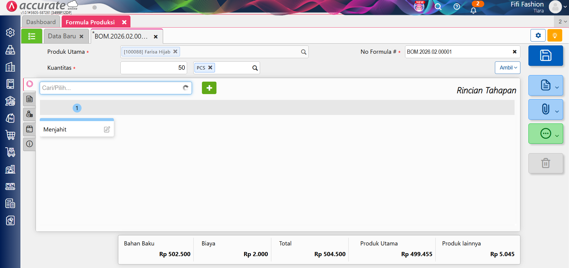 hitung progress perintah kerja