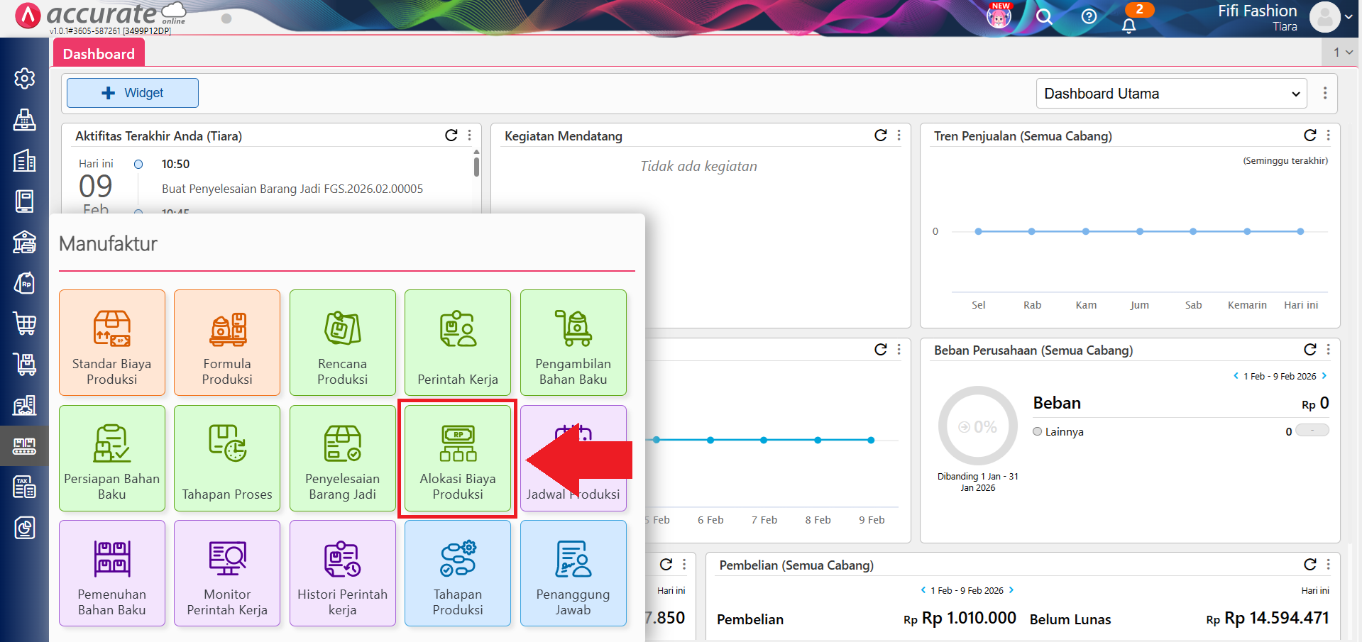 catat alokasi biaya produksi