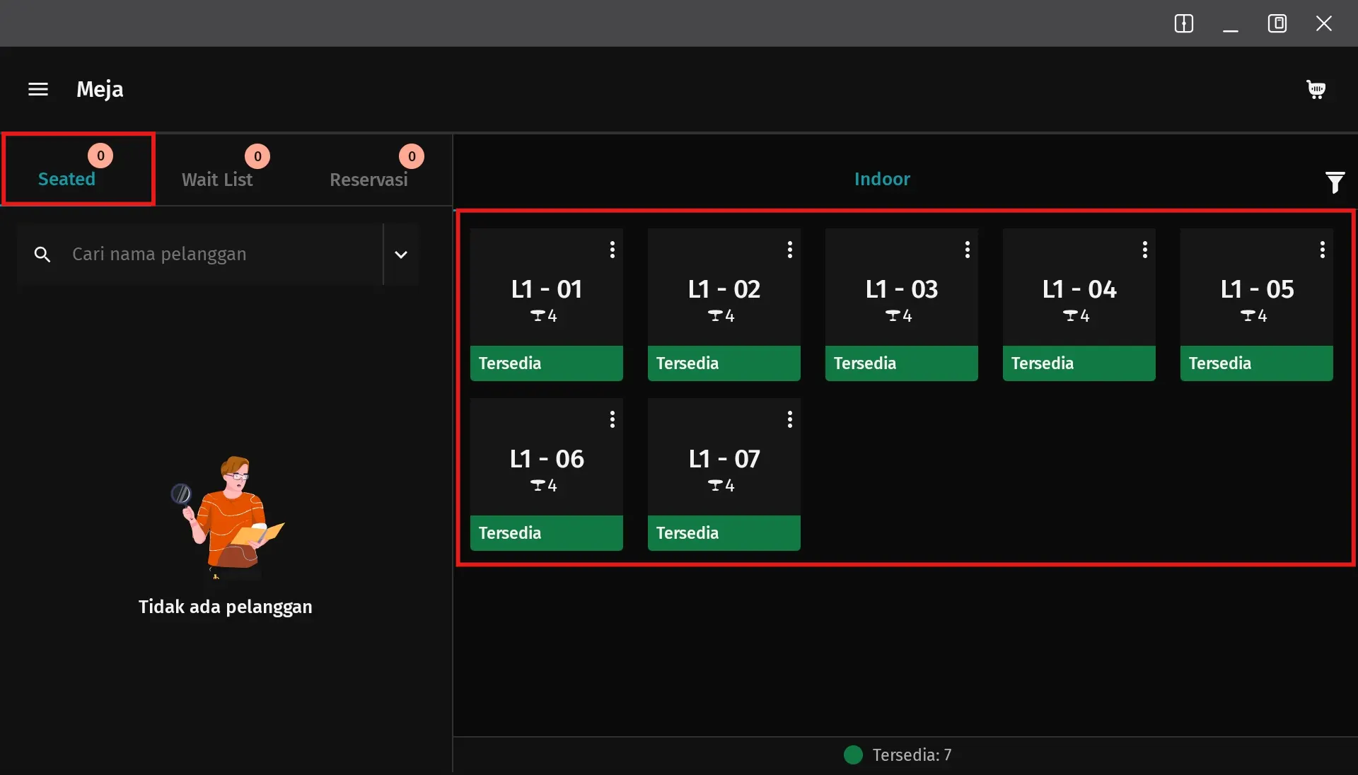 menggabungkan dua meja dalam satu pelanggan