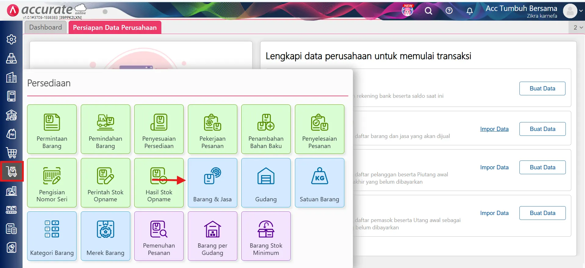 menampilkan rincian modifier