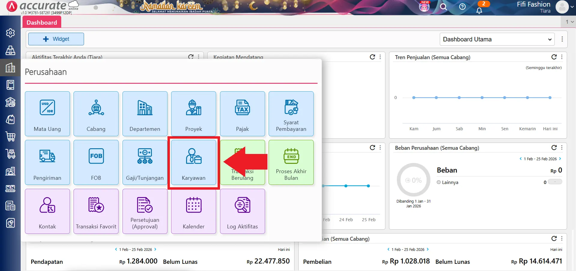 mengimpor daftar karyawan excel/CSV
