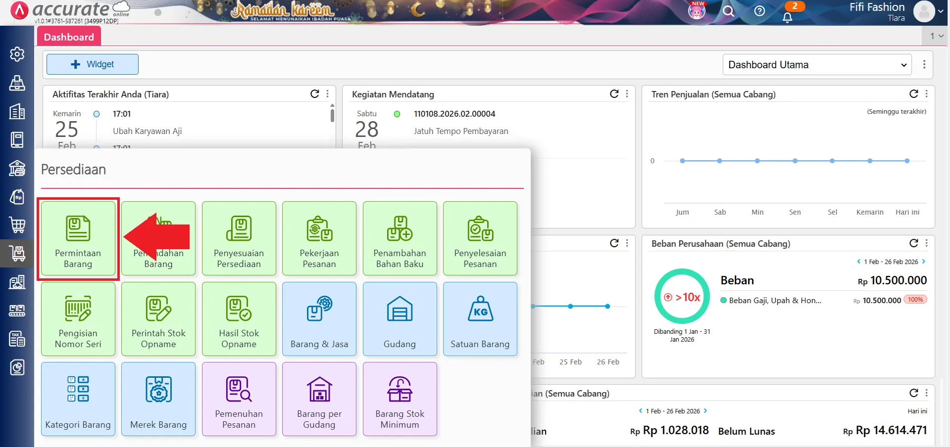 hapus transaksi permintaan barang secara massal