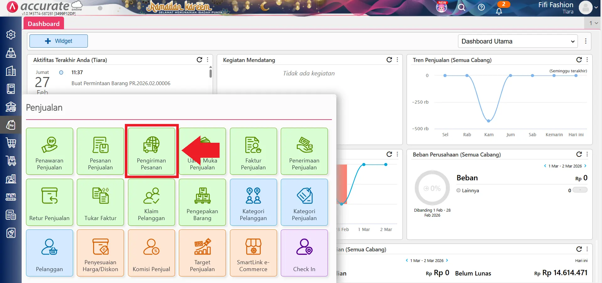 hapus transaksi pengiriman pesanan secara massal
