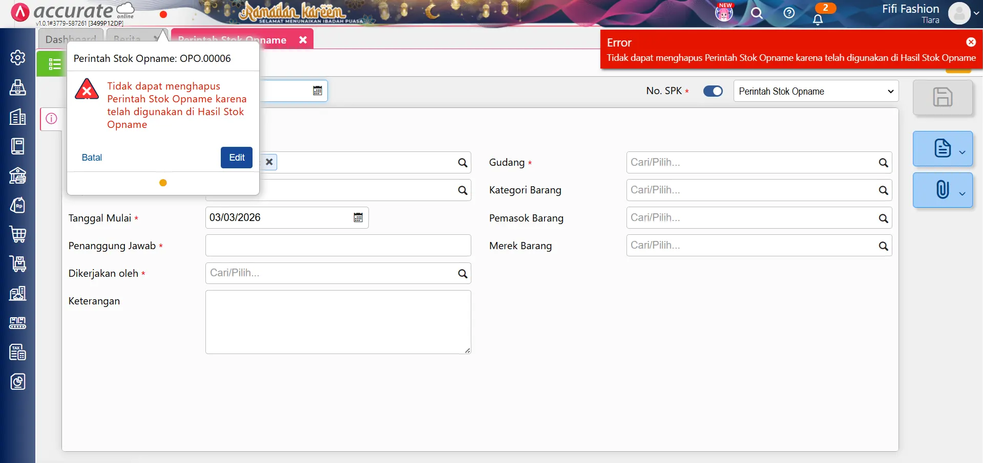 hapus perintah stock opname