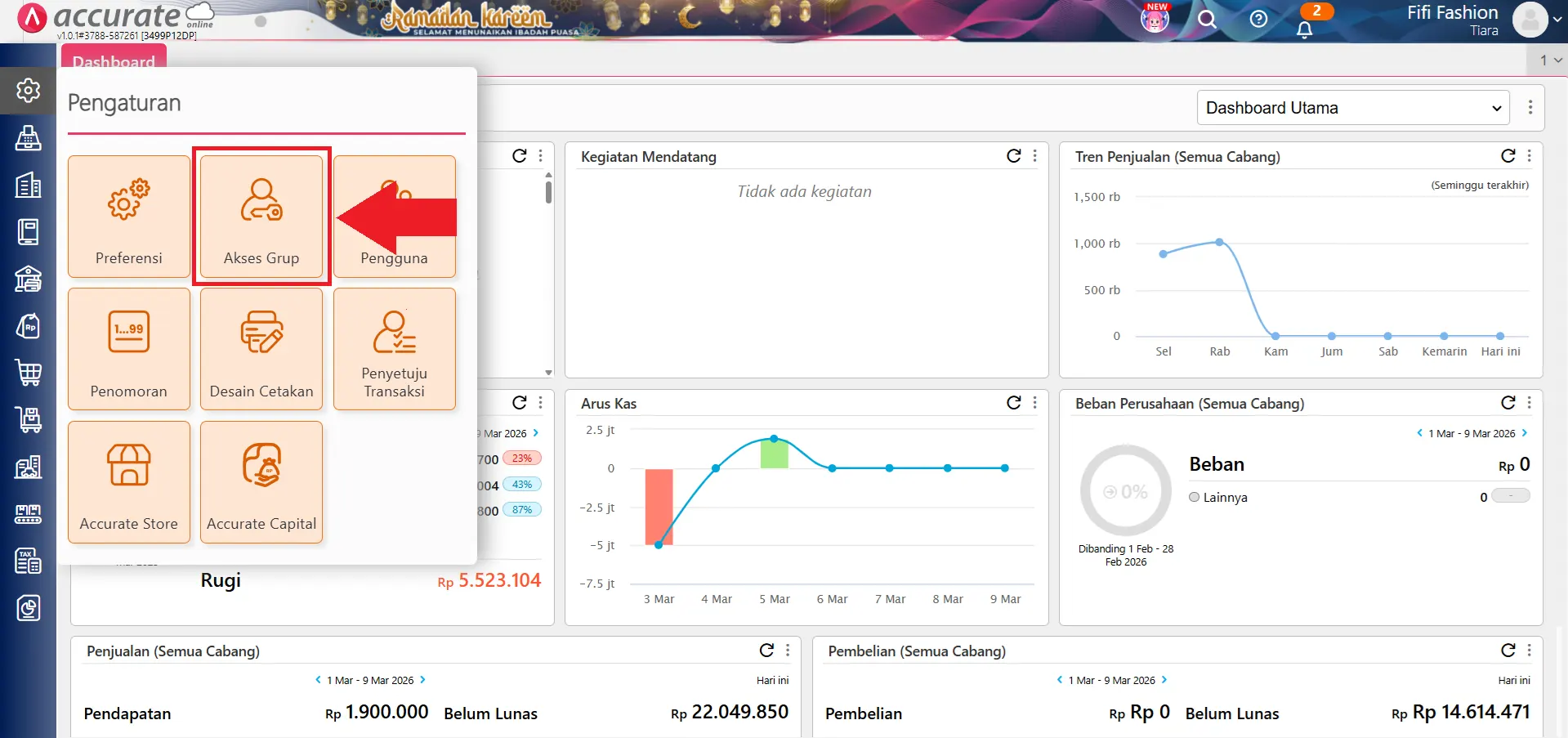 batasi operator melihat harga standar
