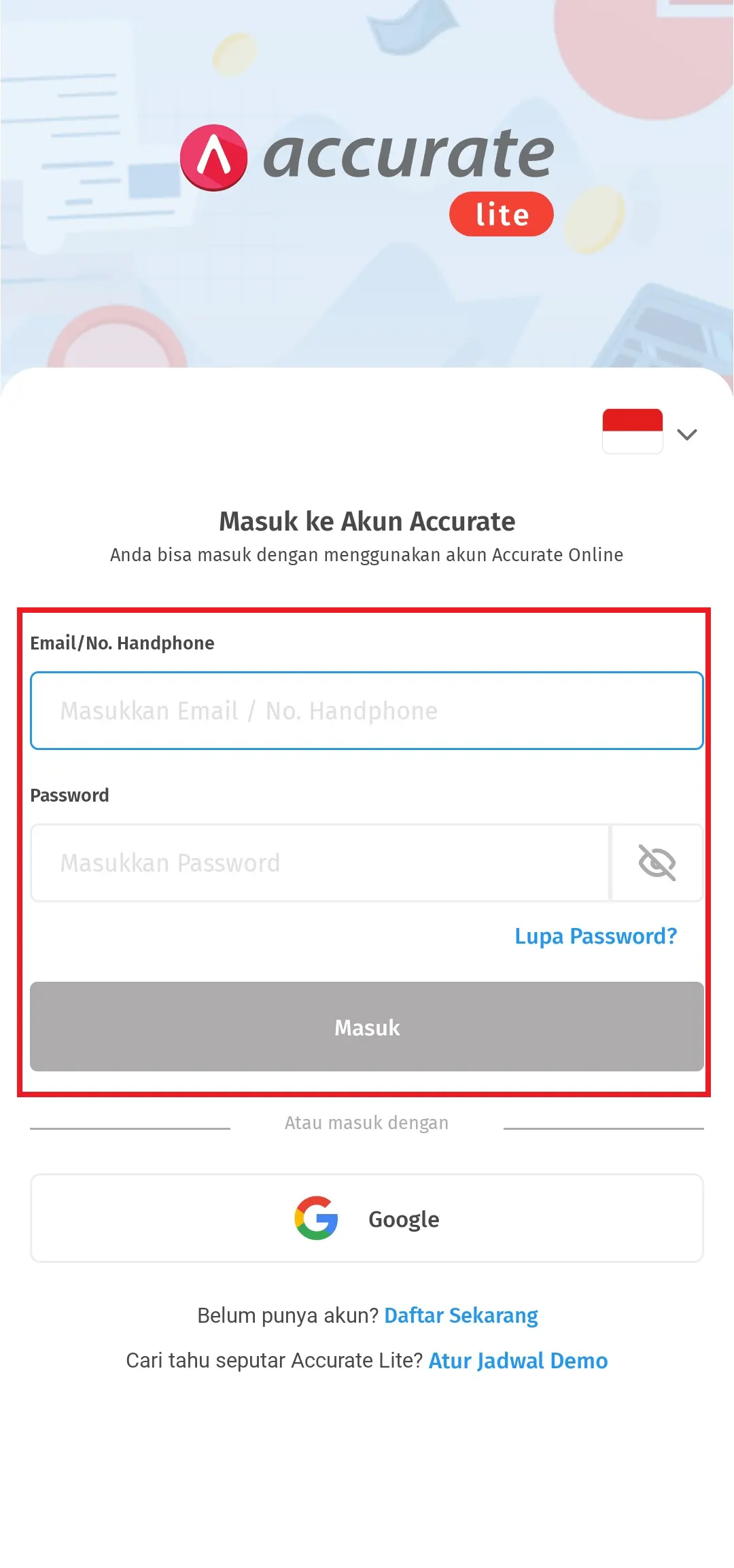 aktivasi akun accurate lite