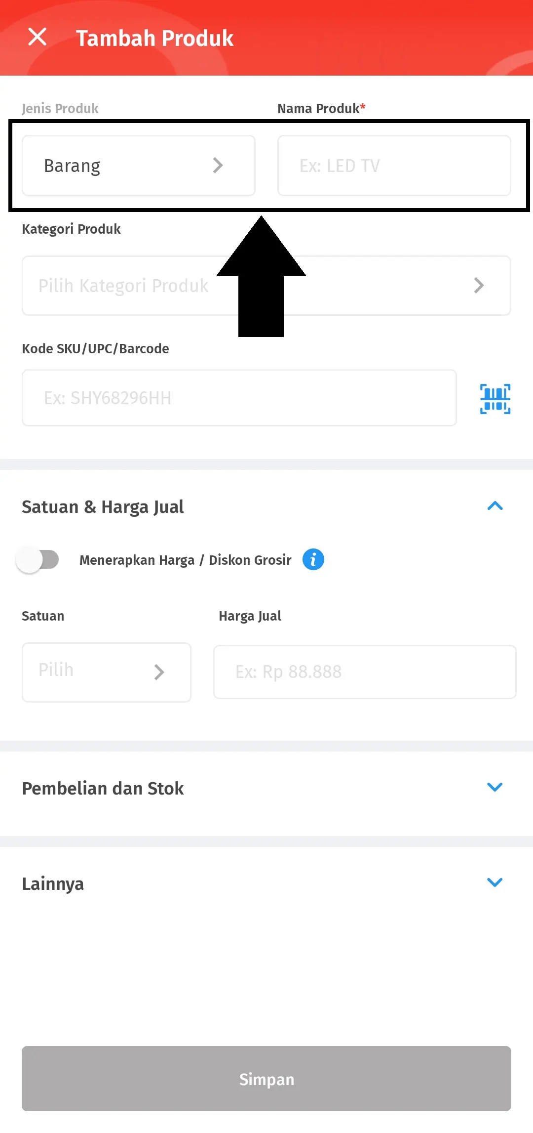 menambahkan produk barang