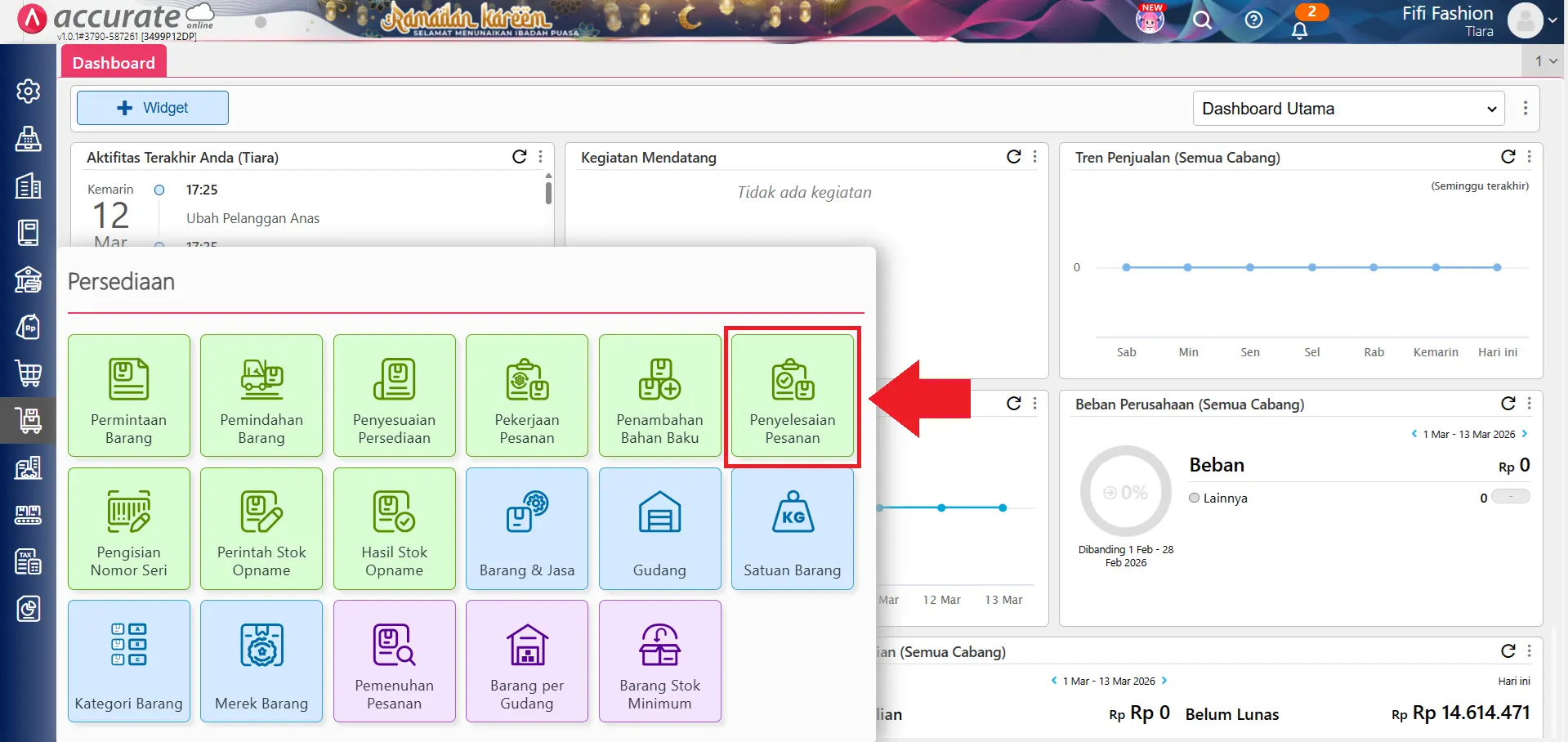 mengimpor penyelesaian pesanan