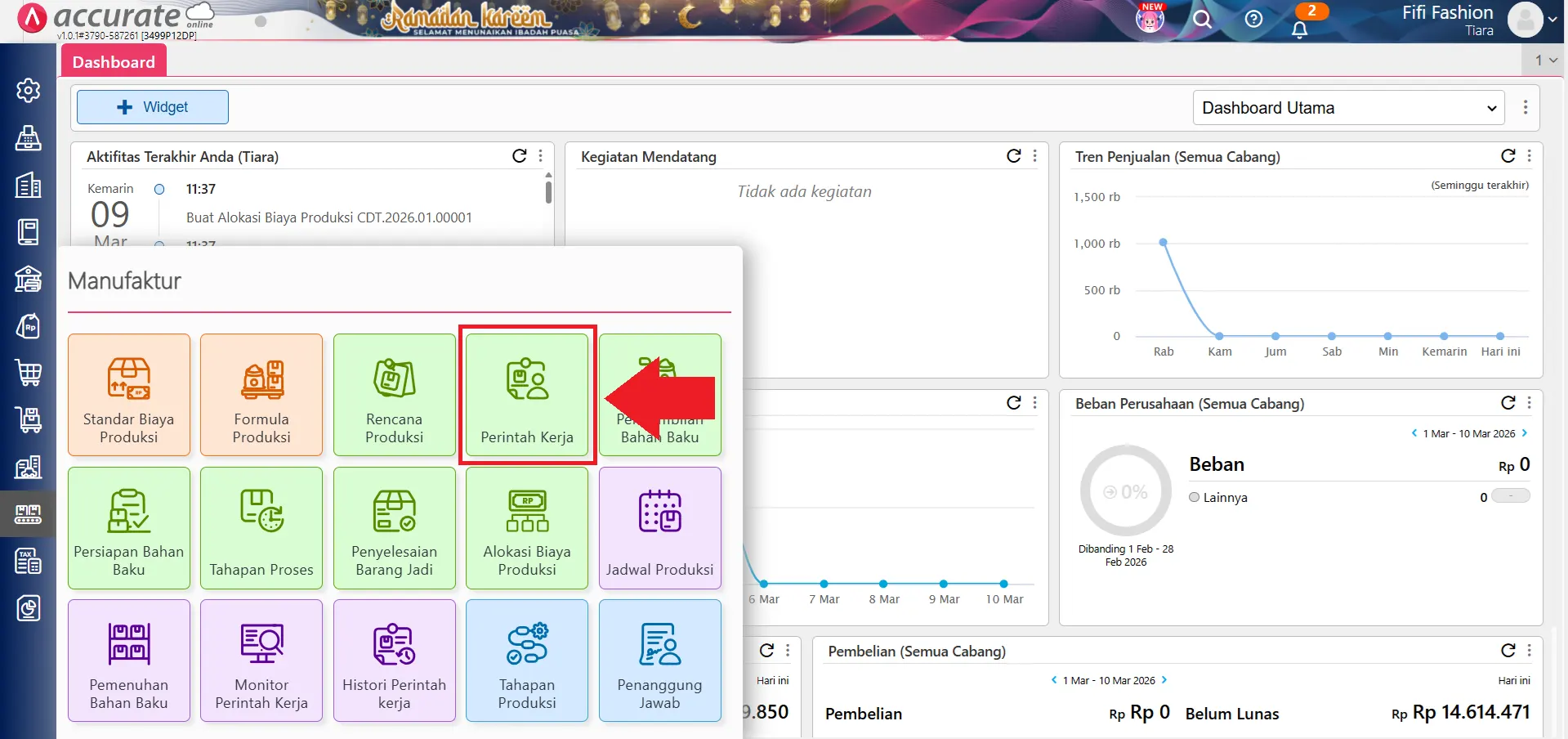 menutup perintah kerja yang belum selesai