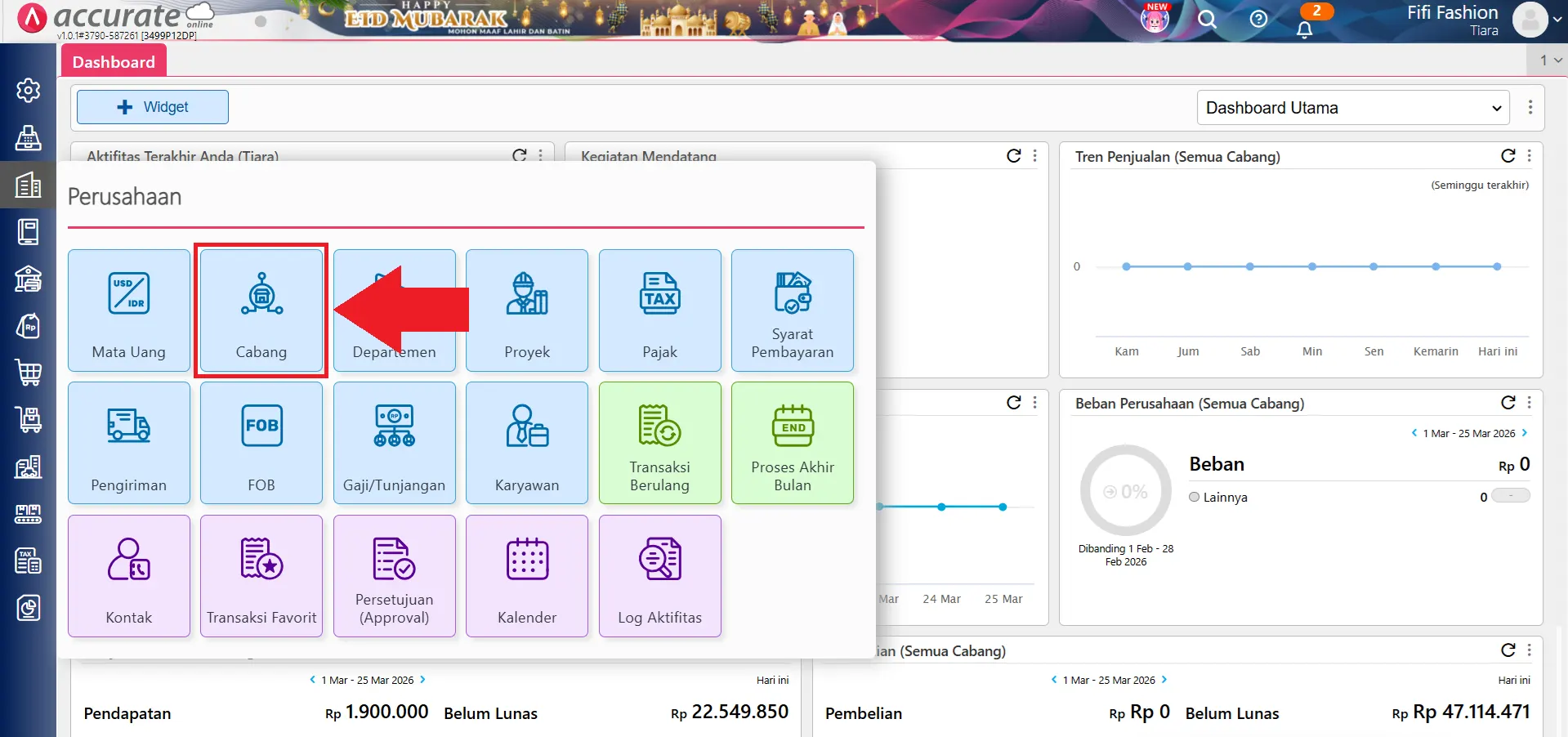 menonaktifkan cabang multi branch