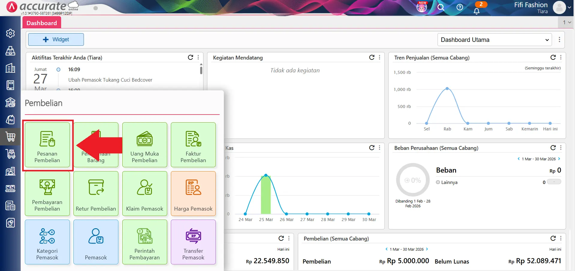 menampilkan total qty purchase order