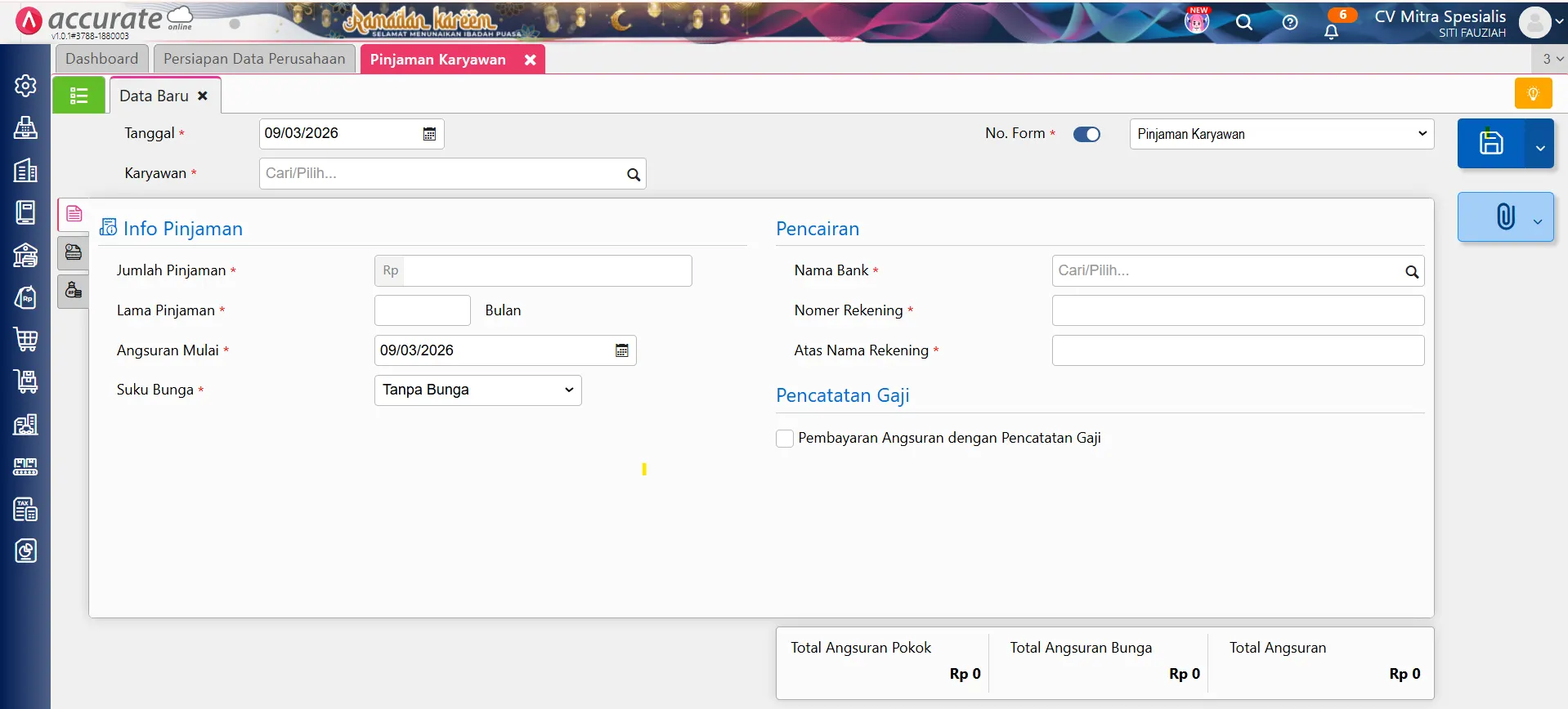 Fitur pinjaman karyawan