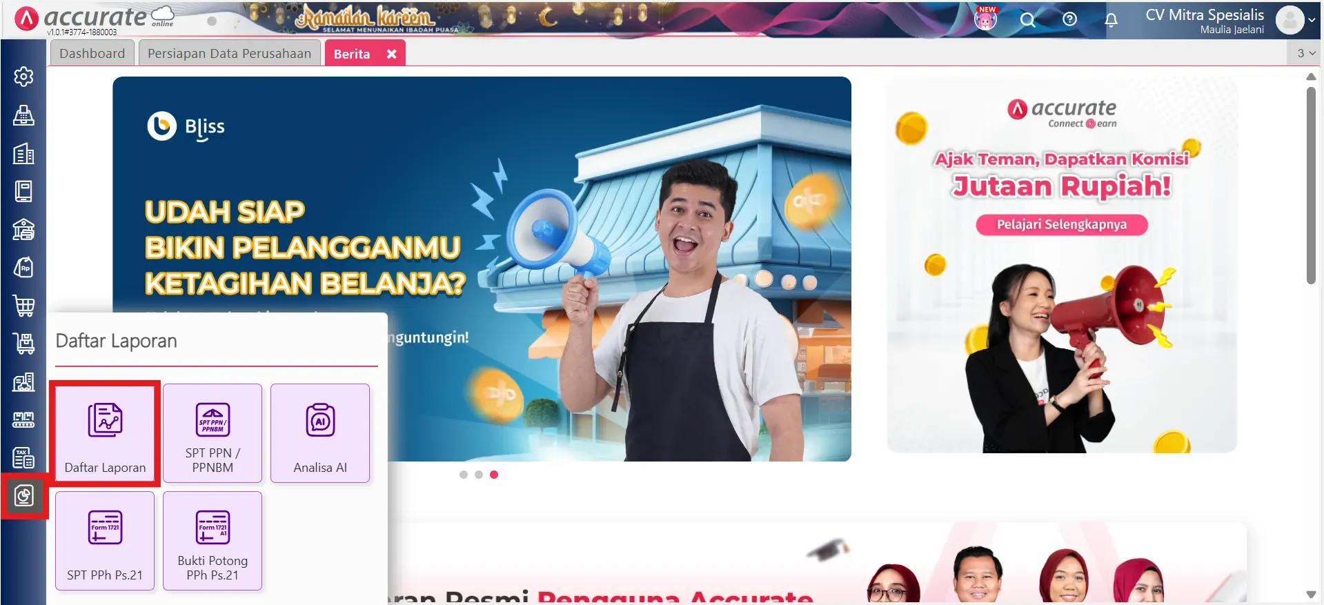 mengurutkan nilai di laporan