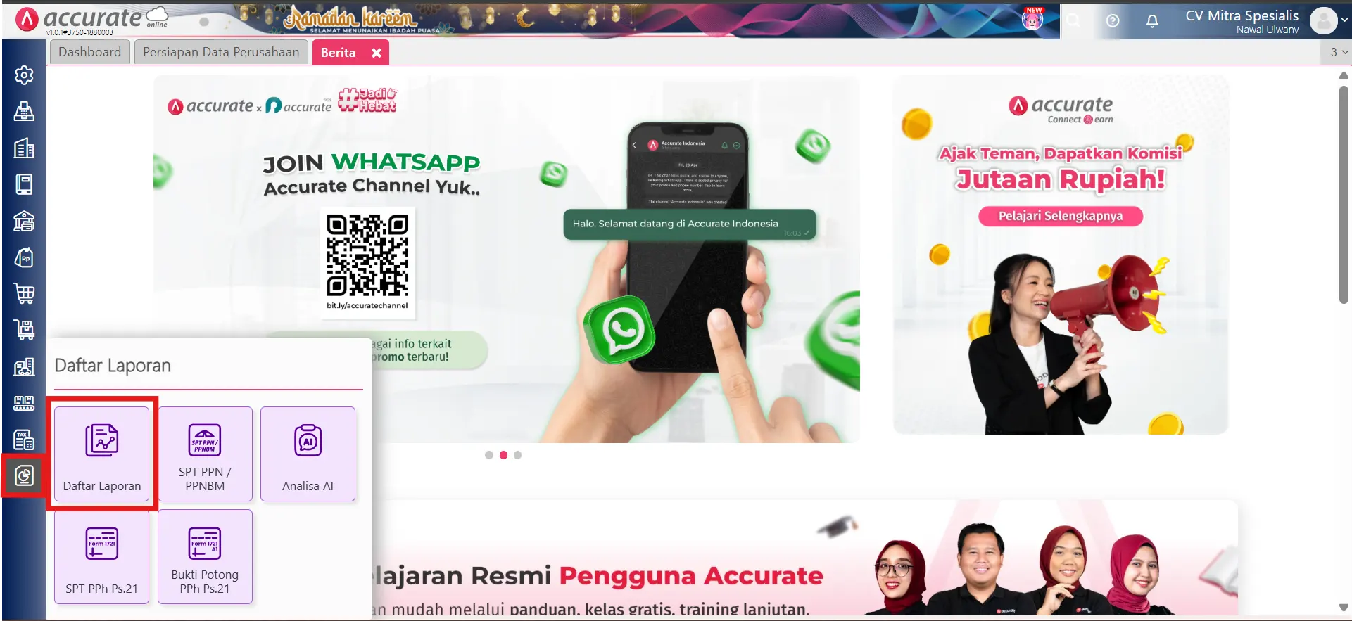 Menampilkan piutang penjualan per departemen