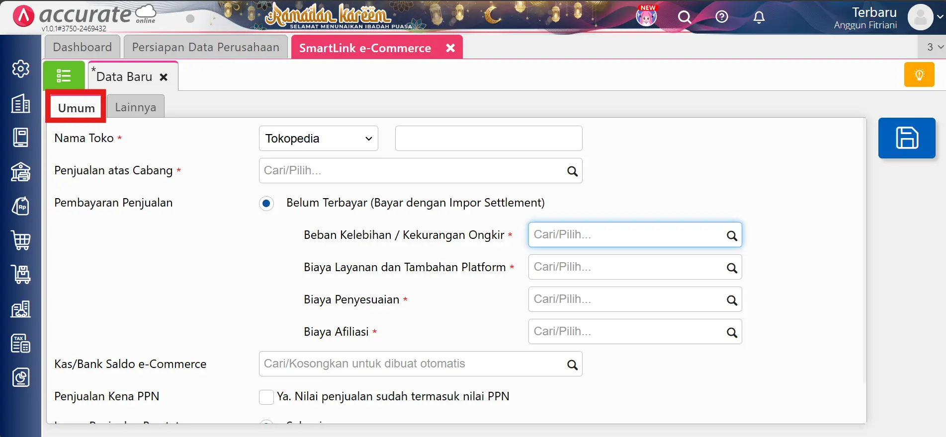 setting smartLink Tokopedia