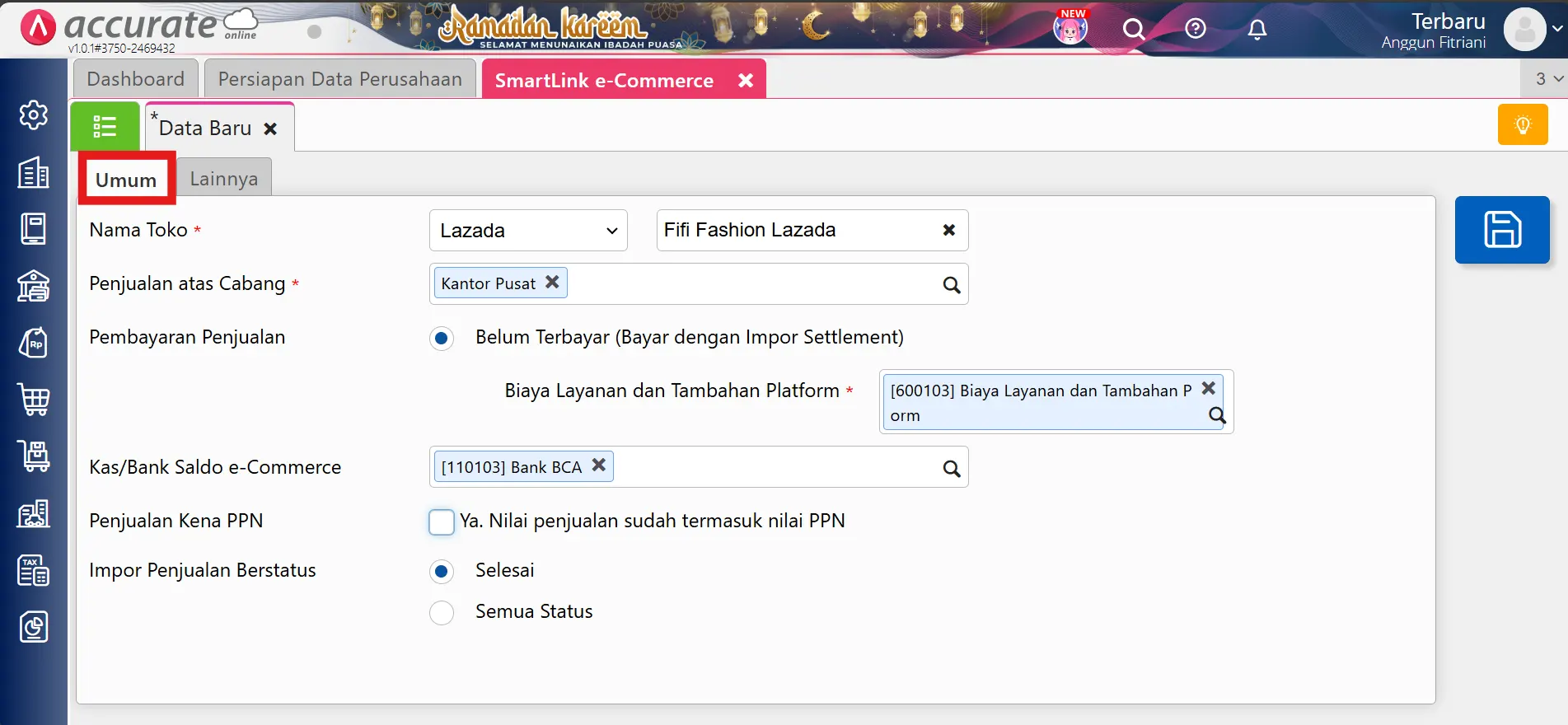 setting smartLink Lazada