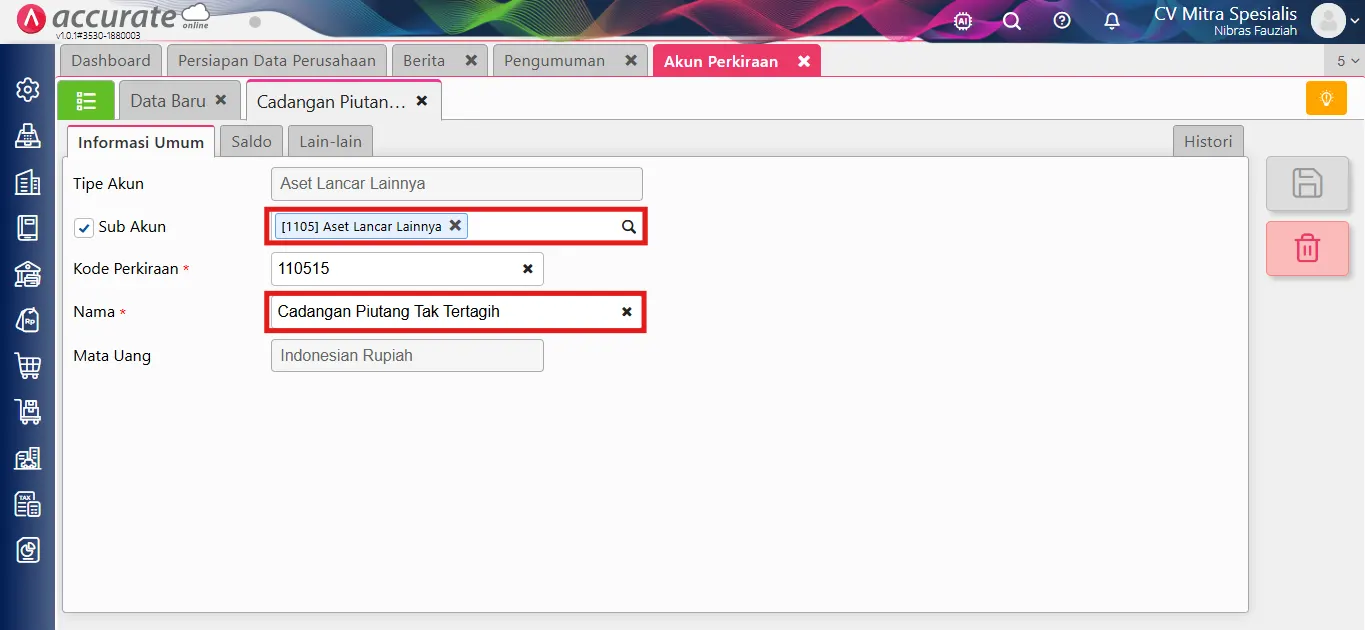 mencatat piutang tak tertagih