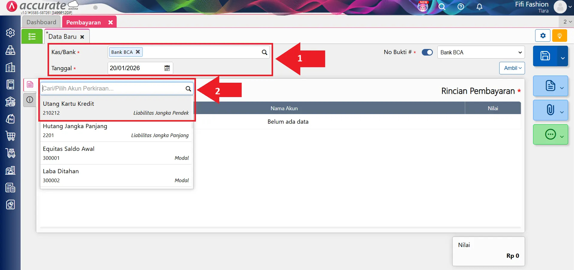 mencatat pembayaran pembelian kartu kredit