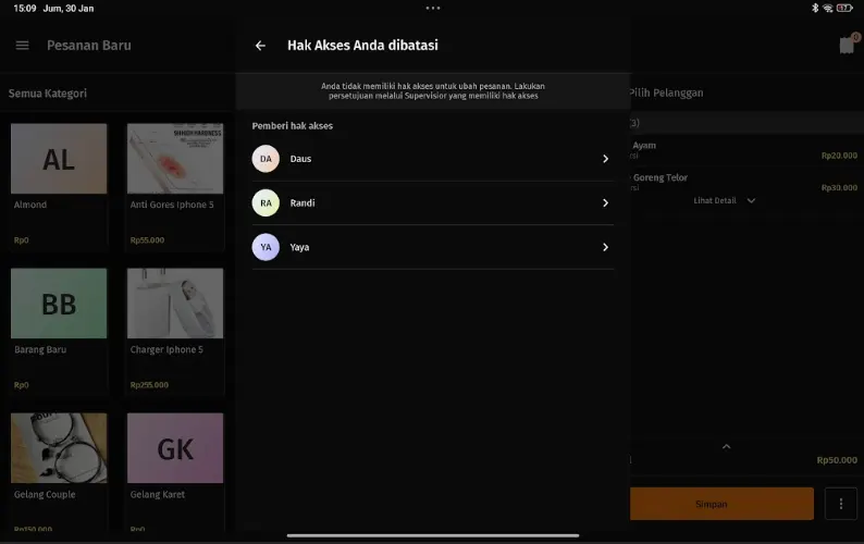 batasi akses open bill