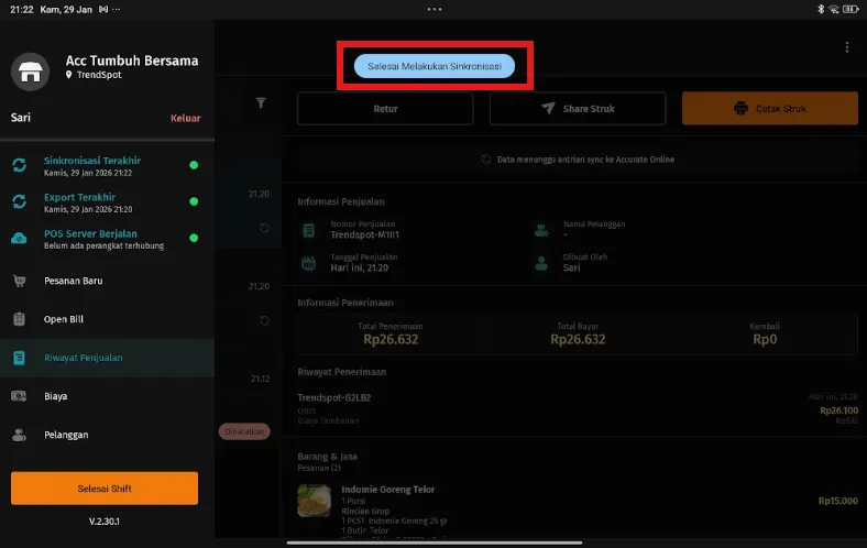 Kirim ulang penjualan