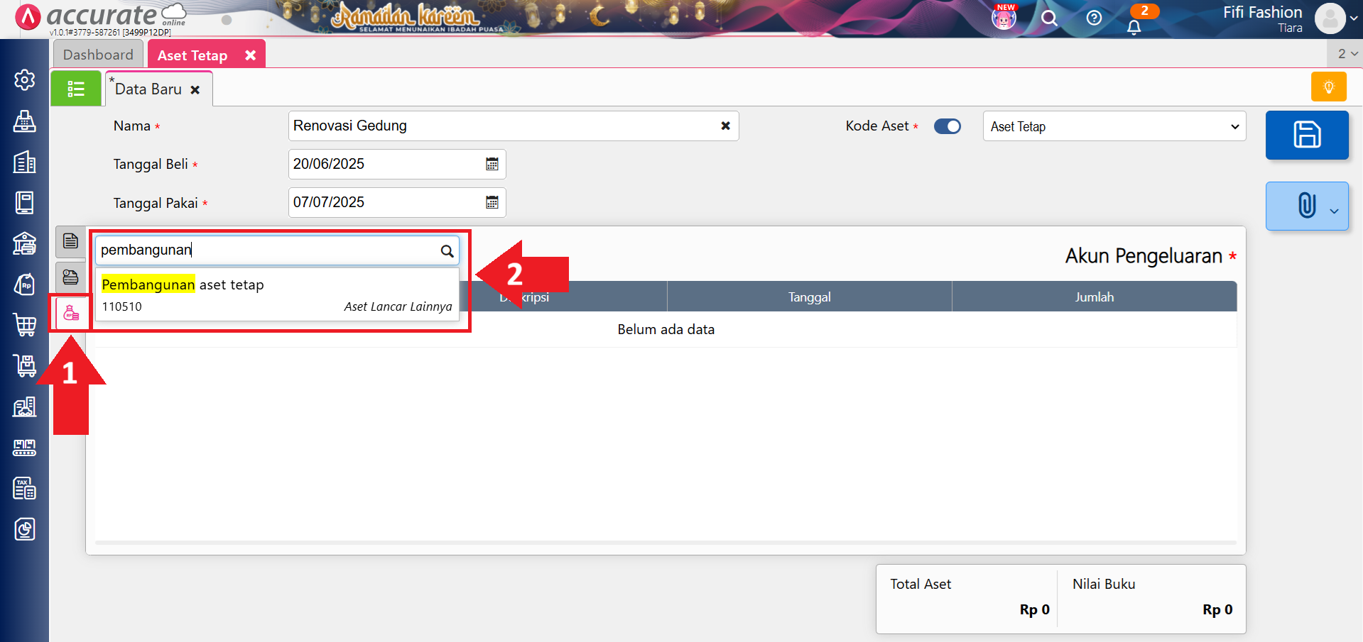 pembangunan gedung jadi aset tetap