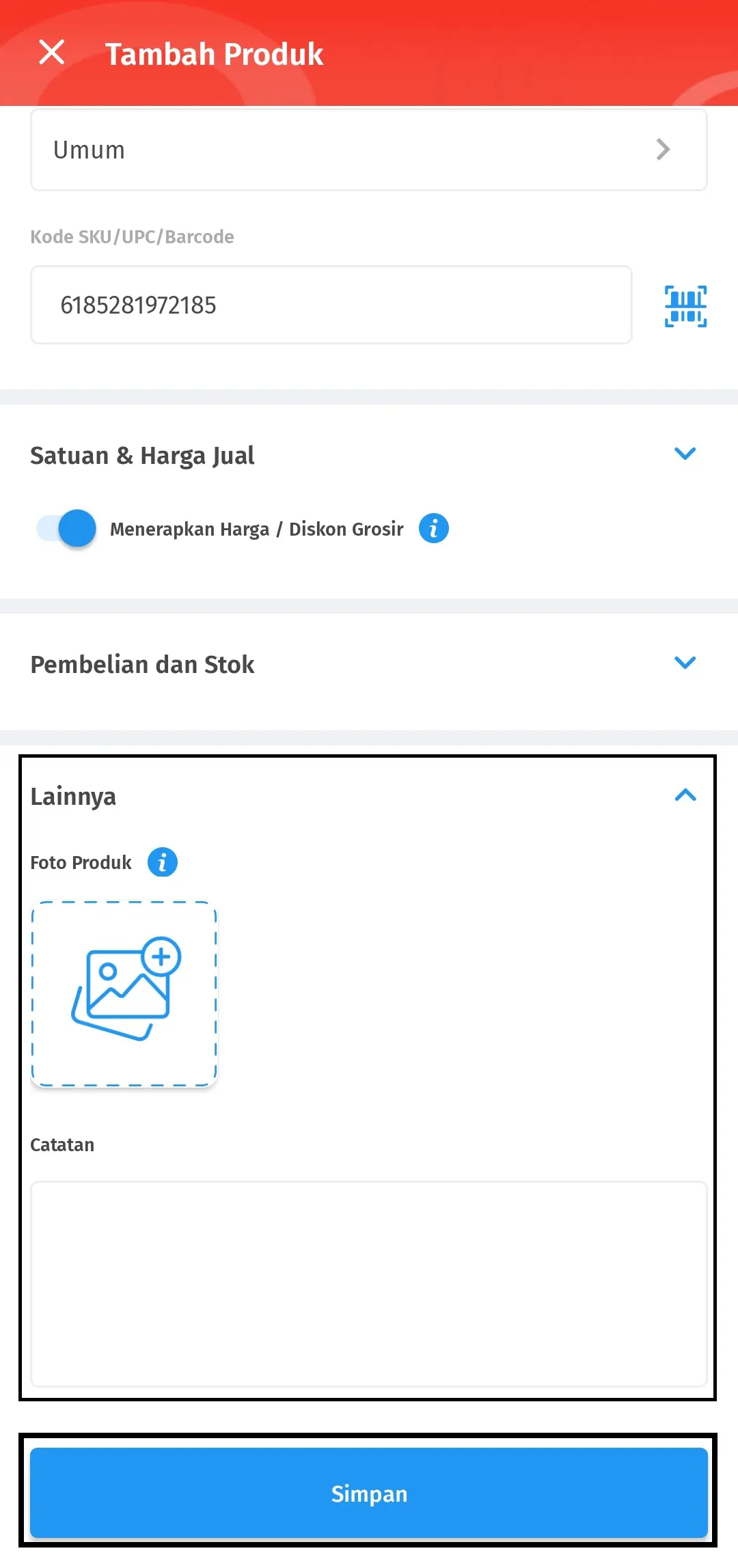 menambahkan produk barang