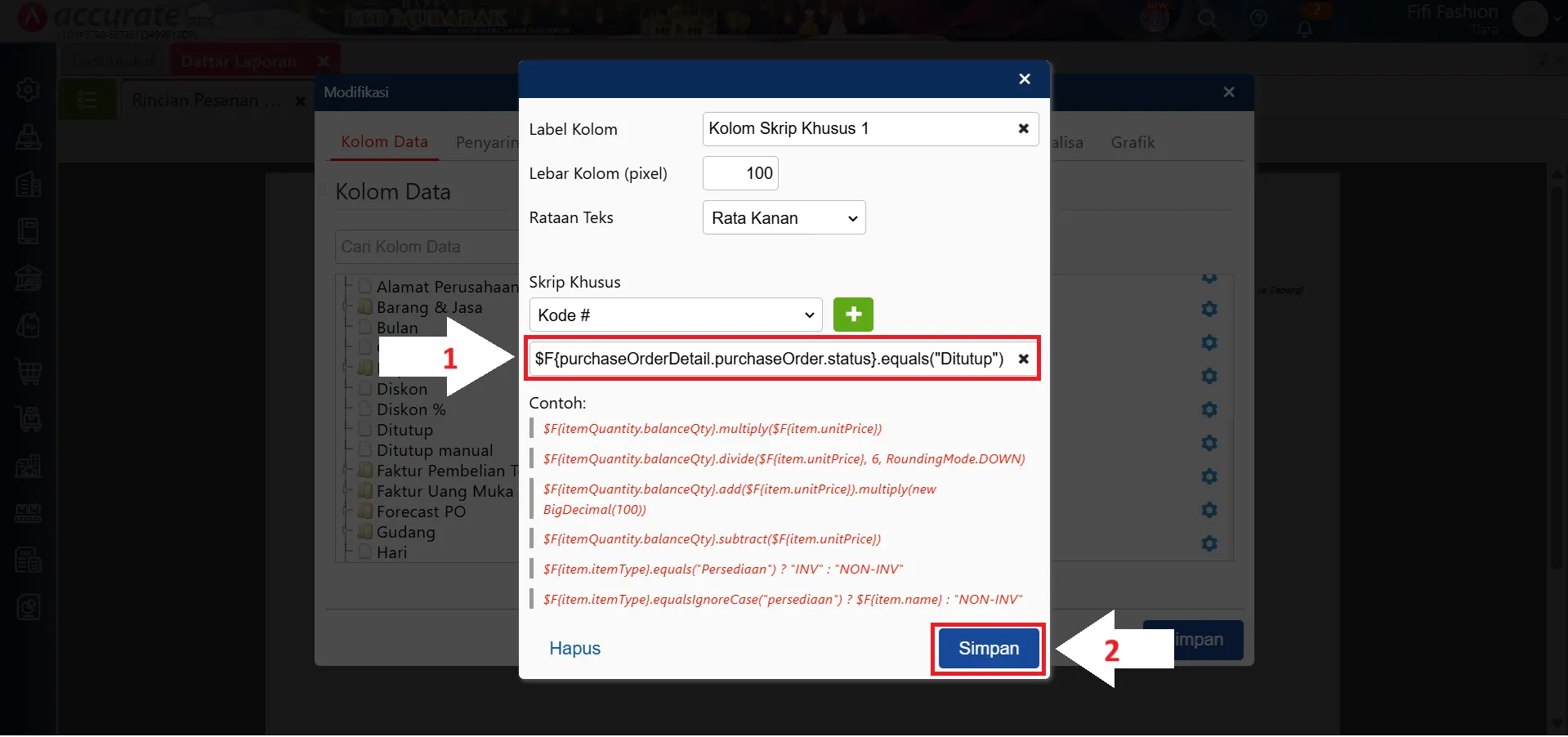 menampilkan kts. belum terproses 0 pesanan pembelian