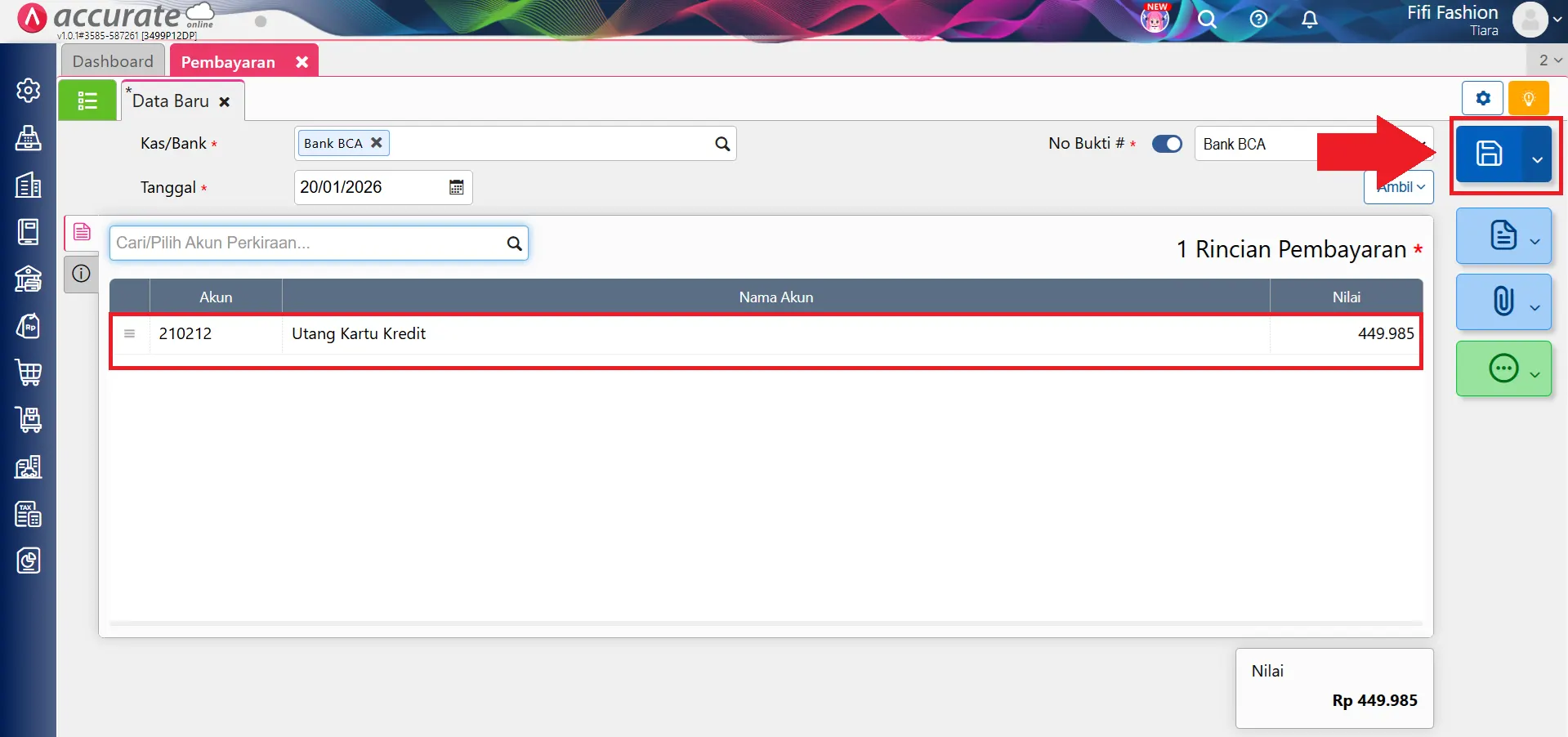 mencatat pembayaran pembelian kartu kredit