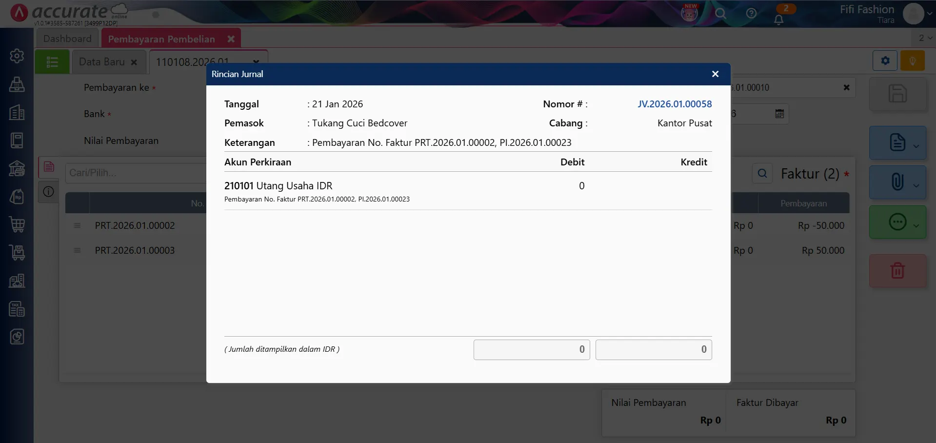 Cara retur pembelian untuk transaksi jasa