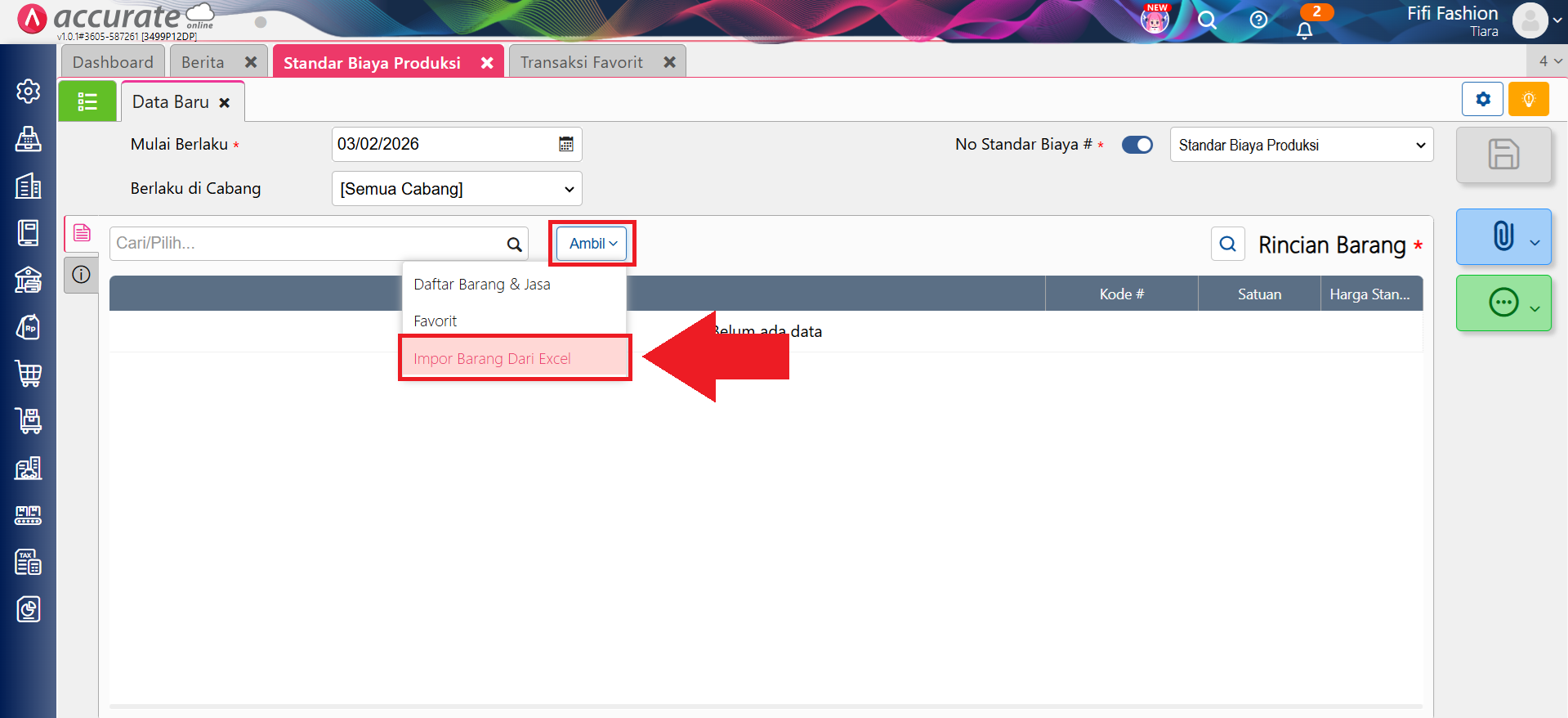 standar biaya produksi