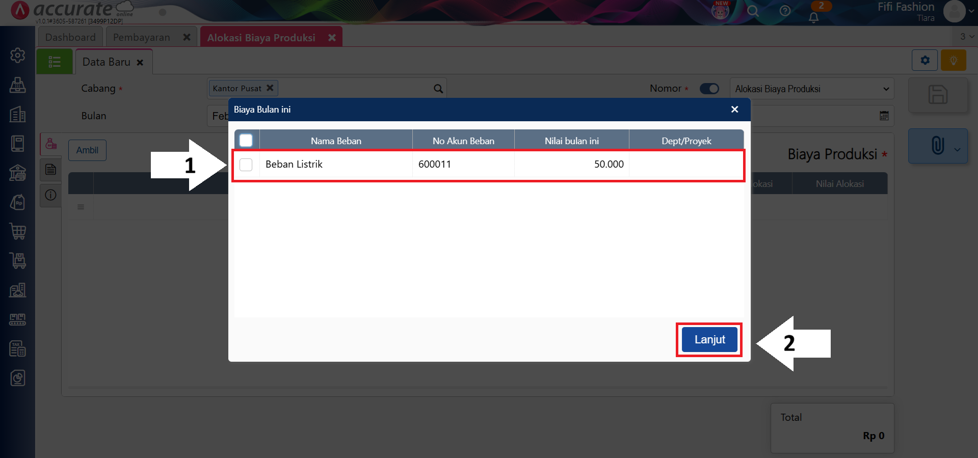 catat alokasi biaya produksi