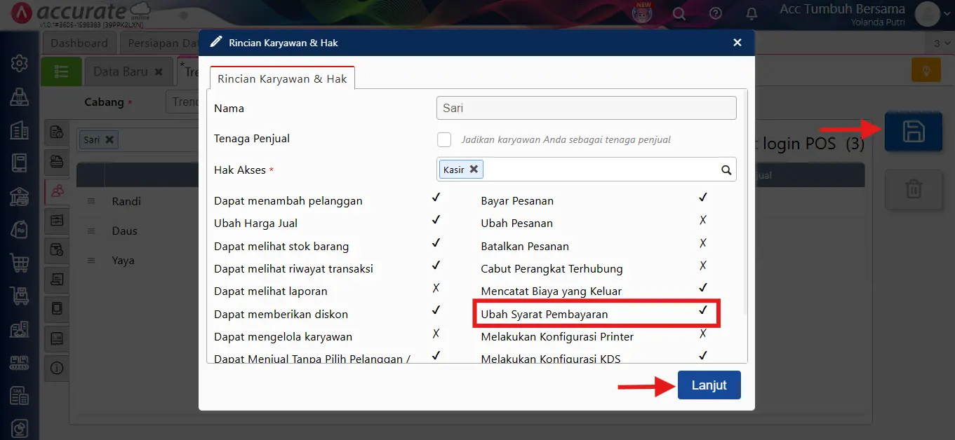 tidak bisa ubah syarat bayar