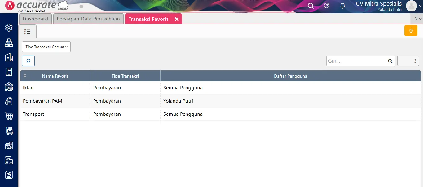 fitur transaksi favorit