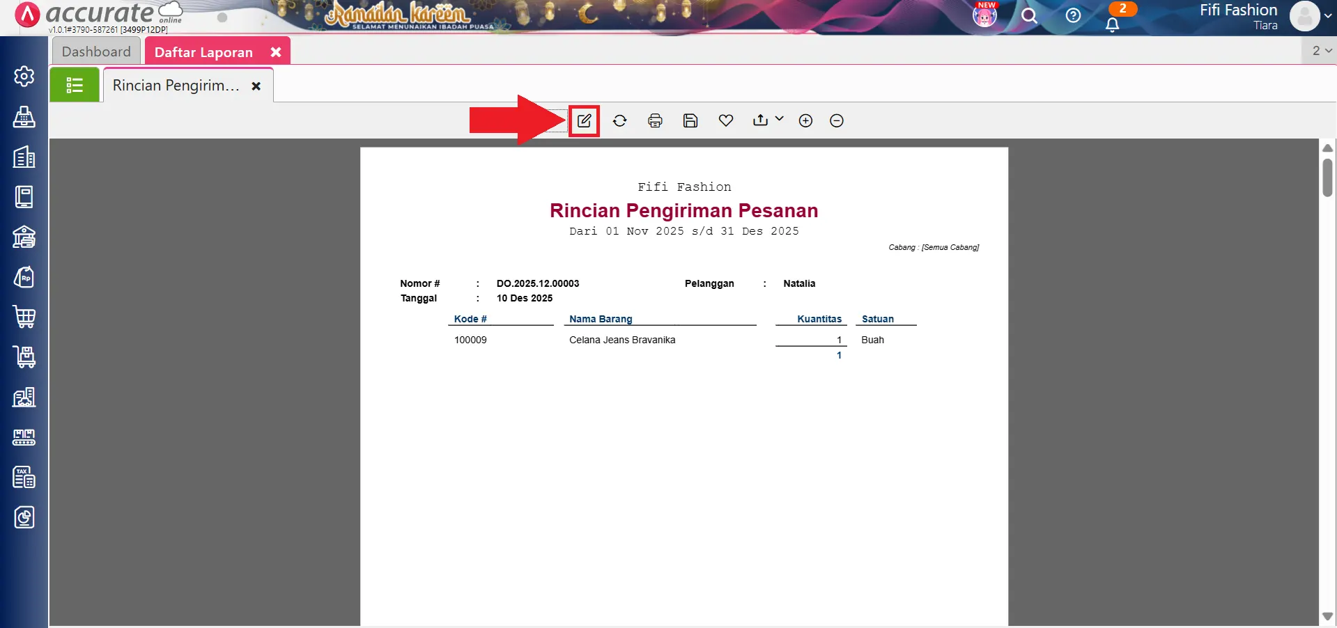 menampilkan kuantitas belum terproses di laporan DO