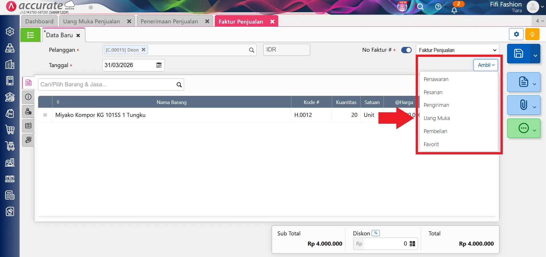 mencatat saldo awal uang muka penjualan