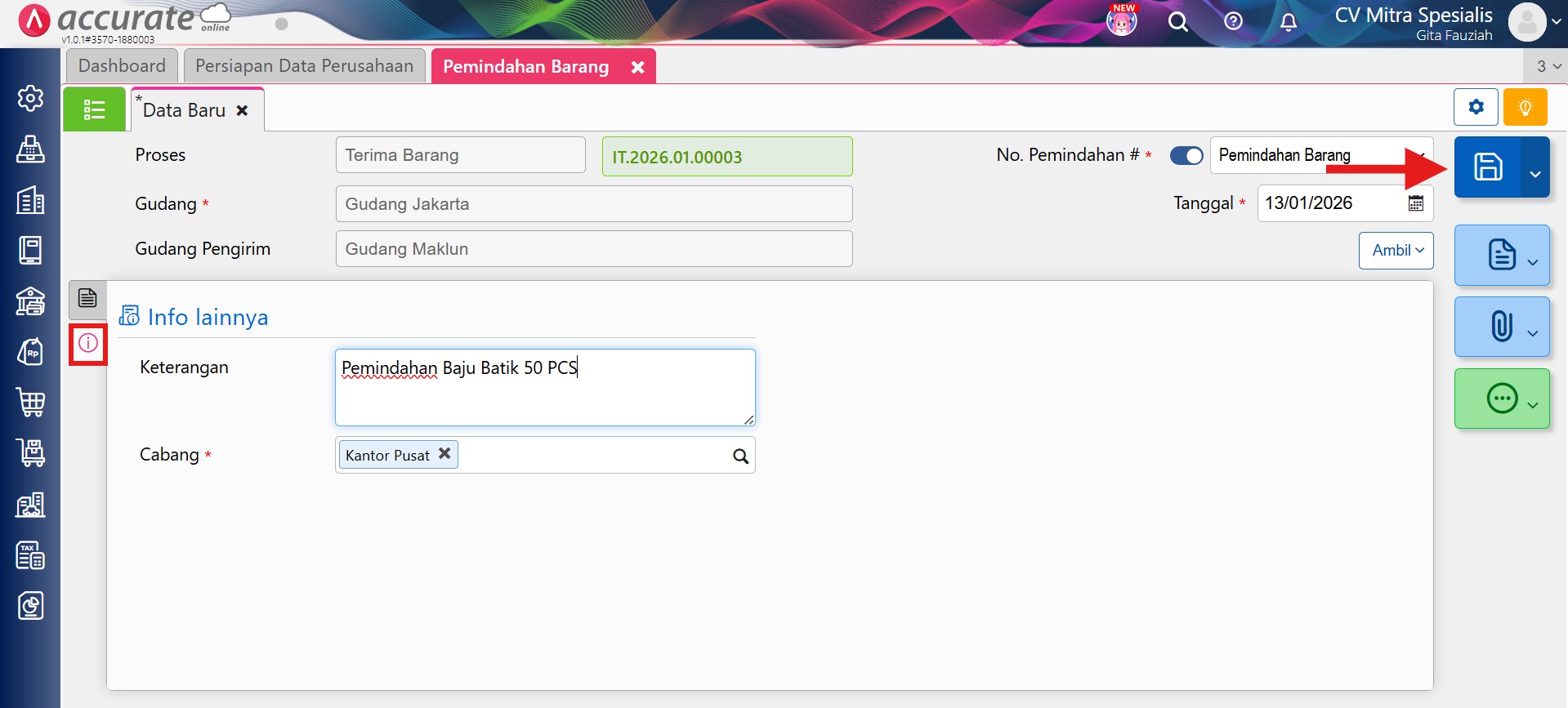 mengeluarkan stok hilang saat pengiriman
