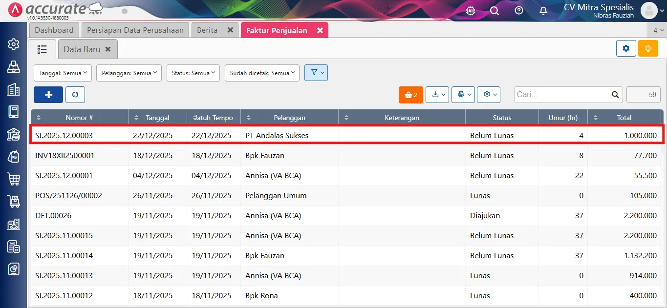 mencatat piutang tak tertagih