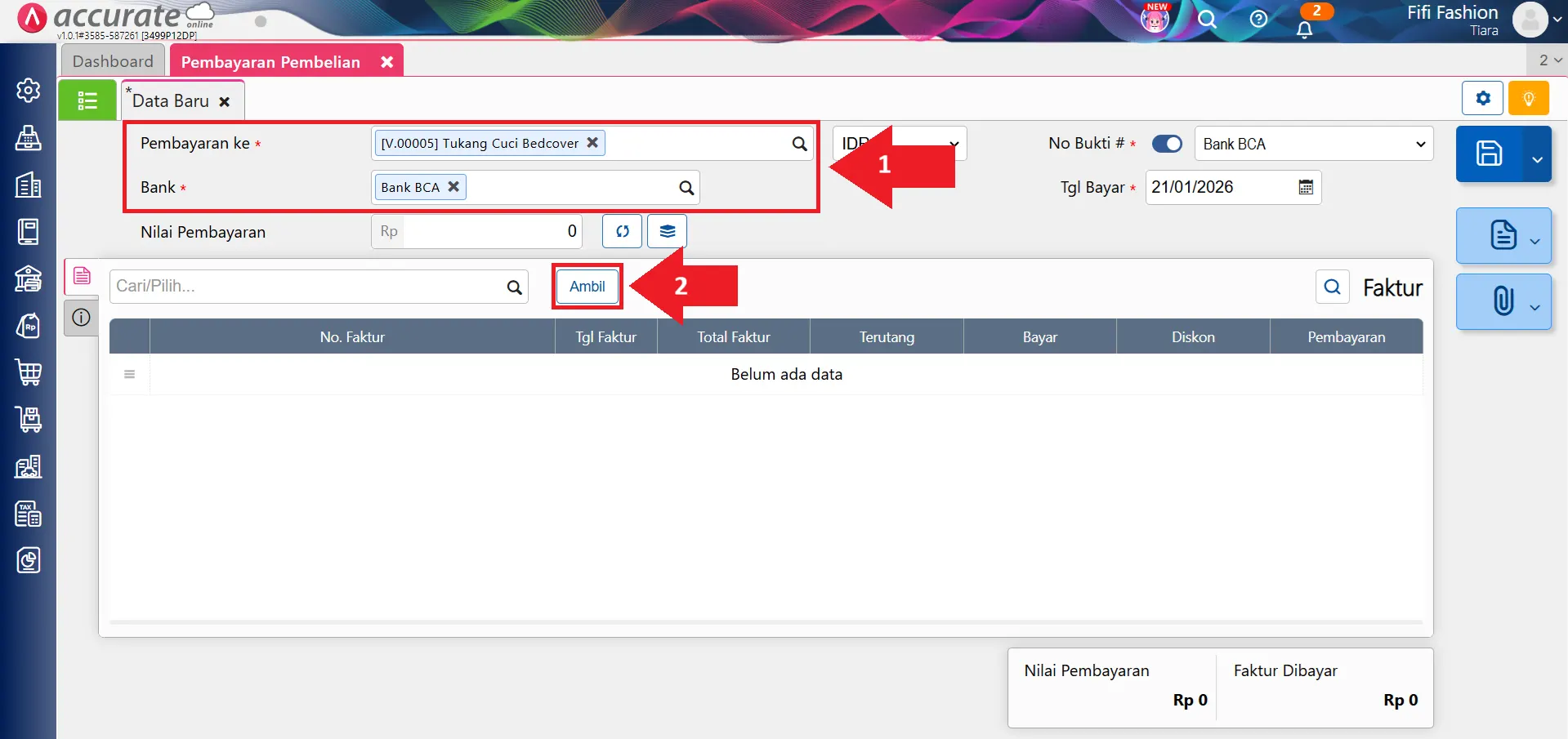 Cara retur pembelian untuk transaksi jasa
