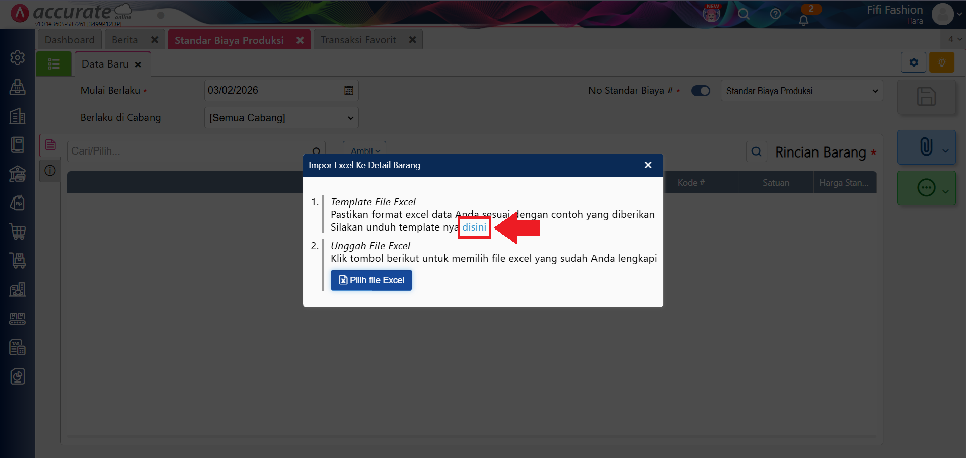 standar biaya produksi
