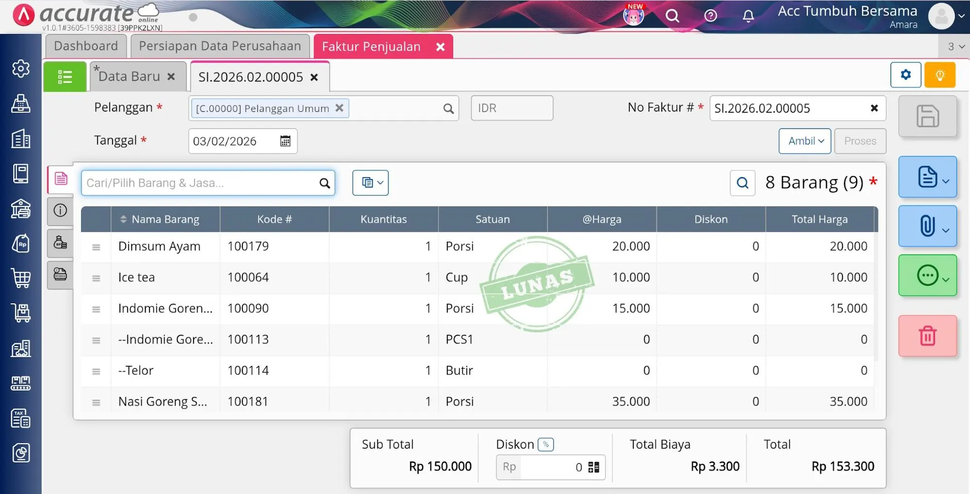 catat transaksi apos aol