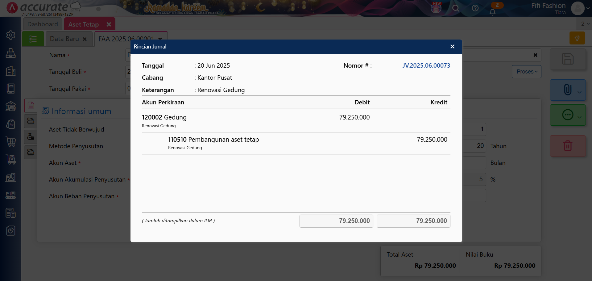 pembangunan gedung jadi aset tetap