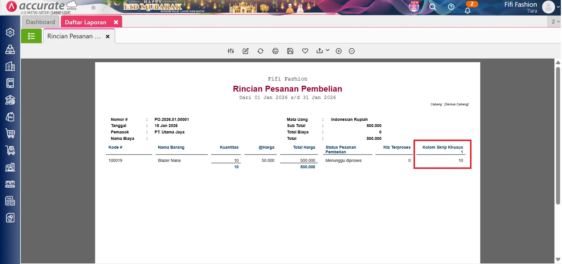 menampilkan kts. belum terproses 0 pesanan pembelian