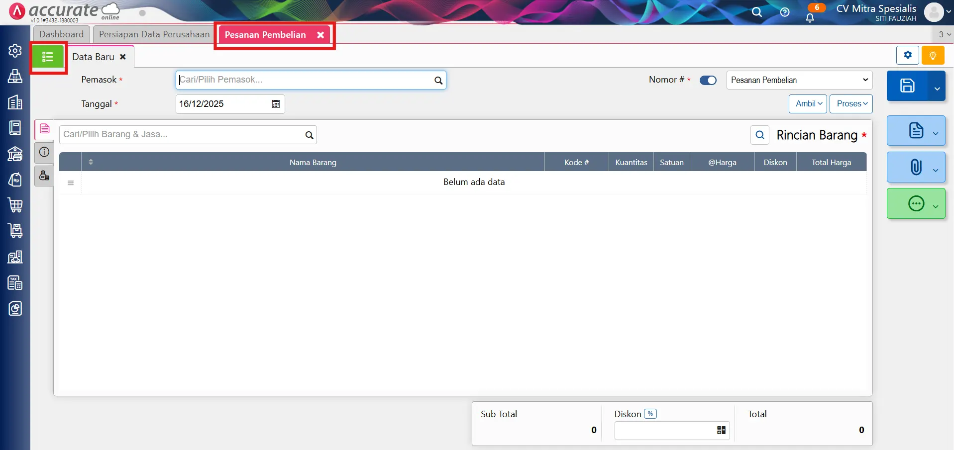 impor pesanan pembelian valas dari excel